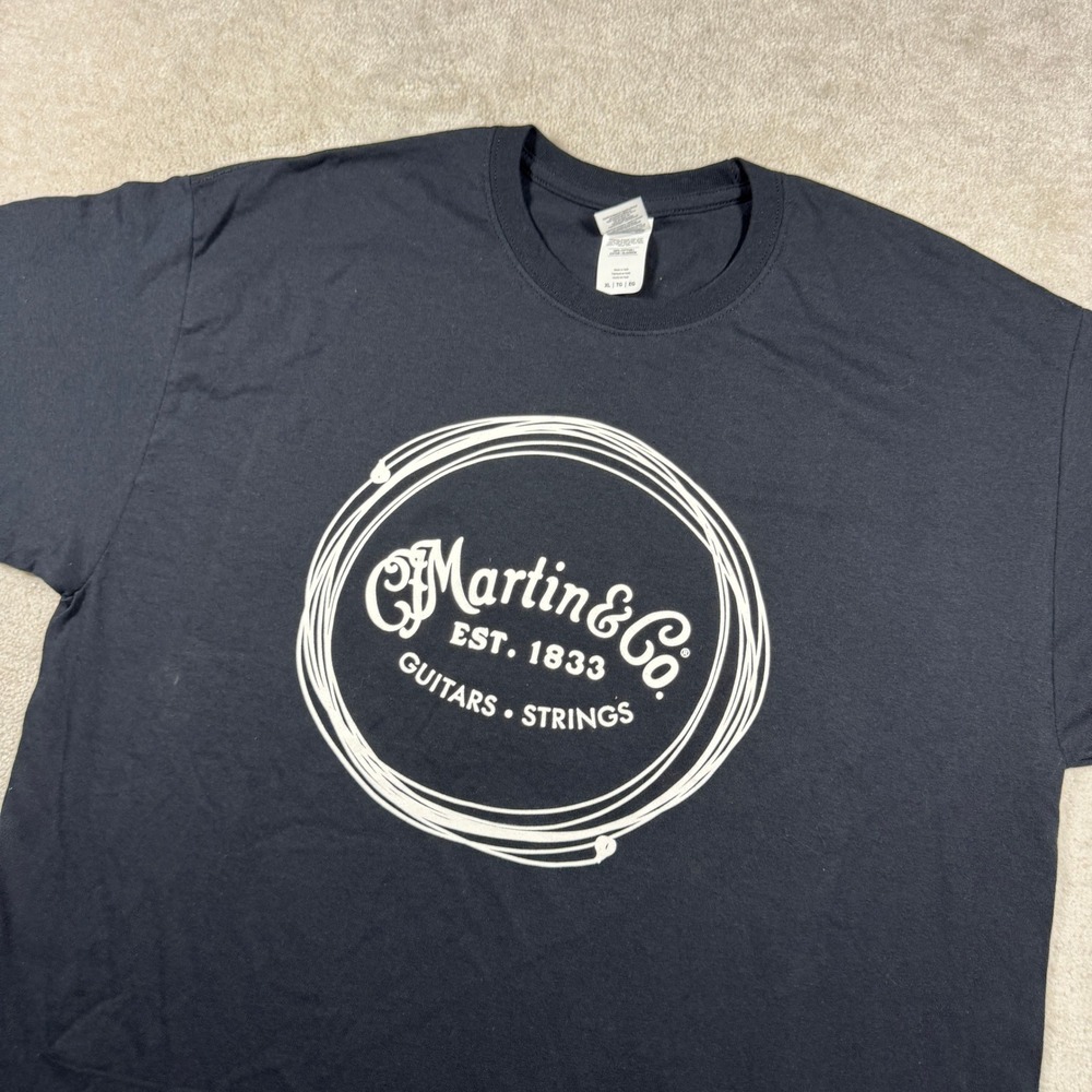 Martin & Co T-Shirt Mens XL Black Guitars Strings Est 1833 Graphic Heavy Cotton